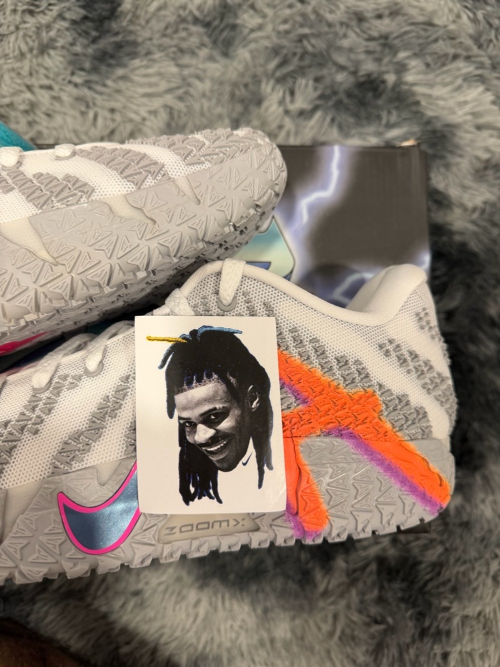 Nike White Sneakers with Pink Swoosh and Bright Orange 'A' Accent - Picture 10 of 13